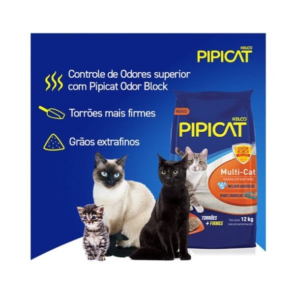 Areia Higiênica Pipicat Multicat para Gatos - 12 kg - Image 3