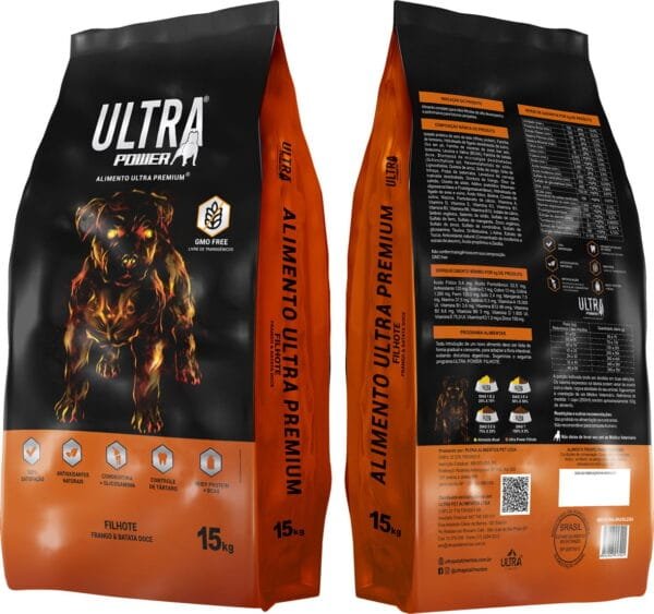 Ração Super Premium Ultra Power Cães Filhotes - Sem Transgênico 15kg (32% PROT.)