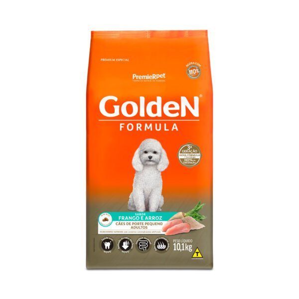 Ração Golden Fórmula Mini Bits para Cães Adultos de Porte Pequeno Sabor Frango e Arroz - 10,1 kg