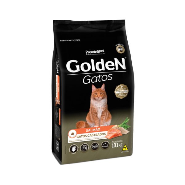Ração Golden para Gatos Adultos Castrados Sabor Salmão 10,1 kg - Imagem 2