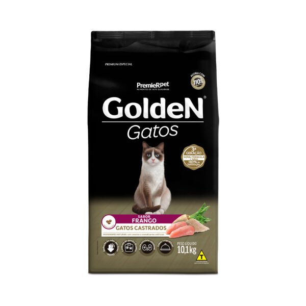 Ração Golden para Gatos Adultos Castrados Sabor Frango 10,1 kg