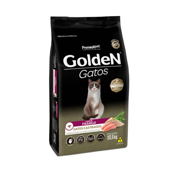 Ração Golden para Gatos Adultos Castrados Sabor Frango 10,1 kg - Imagem 2