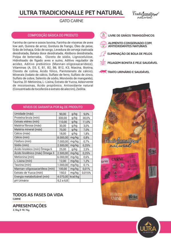 Ração Tradicionalle Gato Castrado Carne Sem Transgênicos 10,1kg - Imagem 2